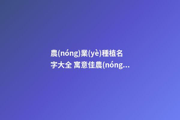 農(nóng)業(yè)種植名字大全 寓意佳農(nóng)業(yè)公司名字,起名之家-第1張-公司起名-玄機(jī)派